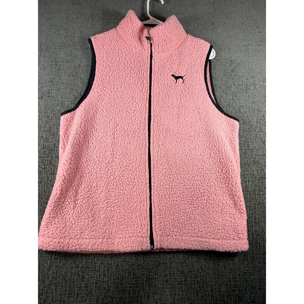 Victoria's Secret PINK Sherpa Fleece Vest Pink Full Zip Mock Neck Large